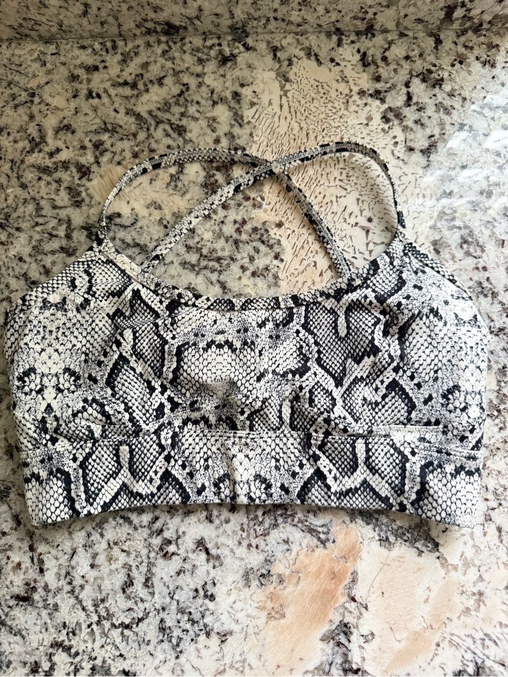 Varley Black and Cream Snake-Print Bralette size M